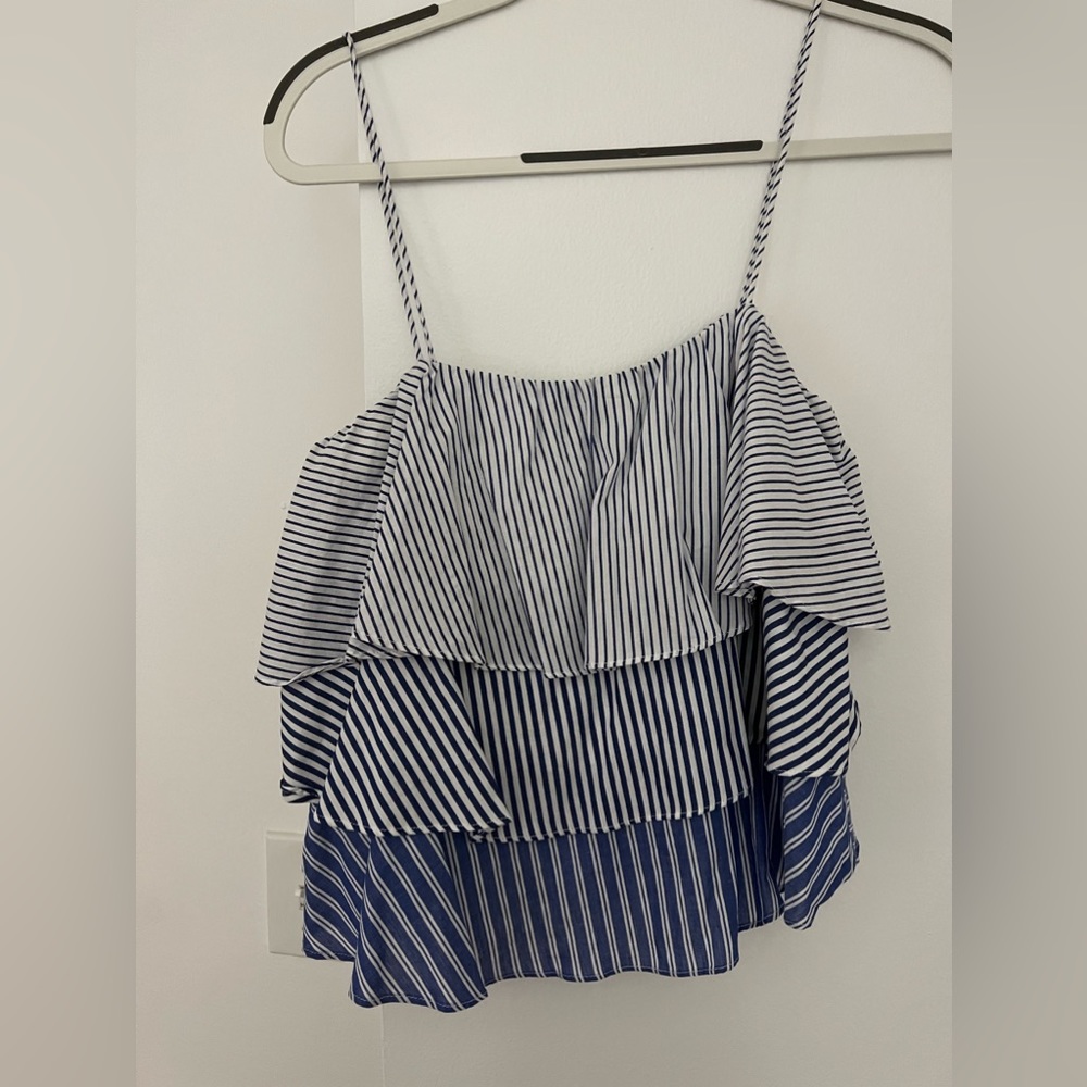 Ruffled Decker striped top